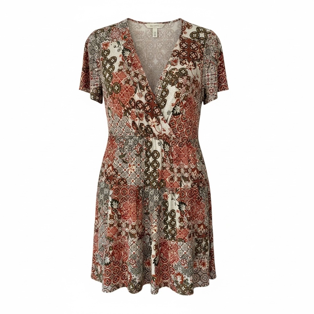 No Boundaries Junior Surplice Babydoll Dress W/Short Sleeves XXXL (21) PTP 19.5”